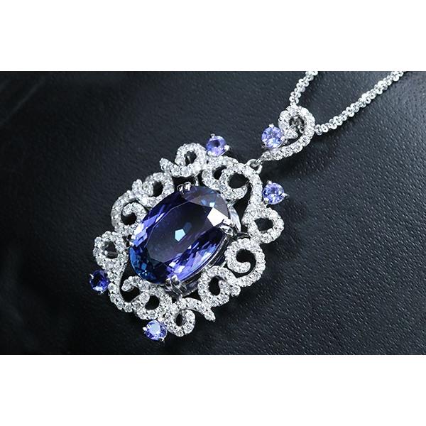 タンザナイト ネックレス 5.91ct PT900/PT850 大粒 見事な多色性 美麗