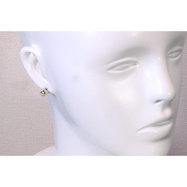 イエロー・オレンジ・ブラウン ダイヤモンド ピアス 0.420カラット