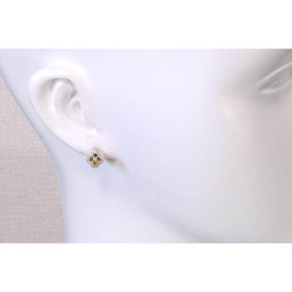 イエロー・オレンジ・ブラウン ダイヤモンド ピアス 0.420カラット