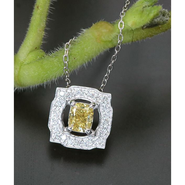イエローオレンジ ダイヤモンド ネックレス 0.506カラット プラチナ PT900/PT850 FANCY INTENSE YELLOW 黄金色の光彩 セレクトジュエリー・新品/届10/1点ものの画像