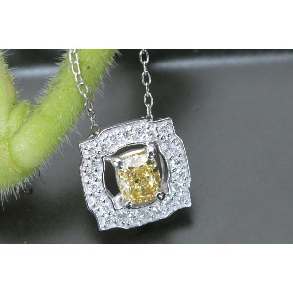 イエローオレンジ ダイヤモンド ネックレス 0.506カラット プラチナ PT900/PT850 FANCY INTENSE YELLOW 黄金色の光彩 セレクトジュエリー・新品/届10/1点ものの画像