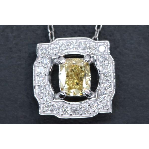 イエローオレンジ ダイヤモンド ネックレス 0.506カラット プラチナ PT900/PT850 FANCY INTENSE YELLOW 黄金色の光彩 セレクトジュエリー・新品/届10/1点ものの画像
