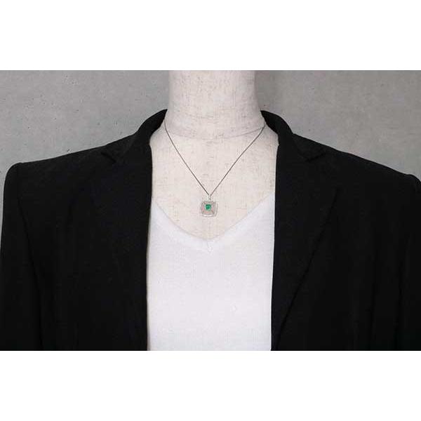 エメラルド ネックレス 0.47ct PT900/PT850 澄んだ青を帯びたグリーン イエローダイアとレースが見事 /緑(グリーン)/セレクトブランド・新品/届10/1点ものの画像
