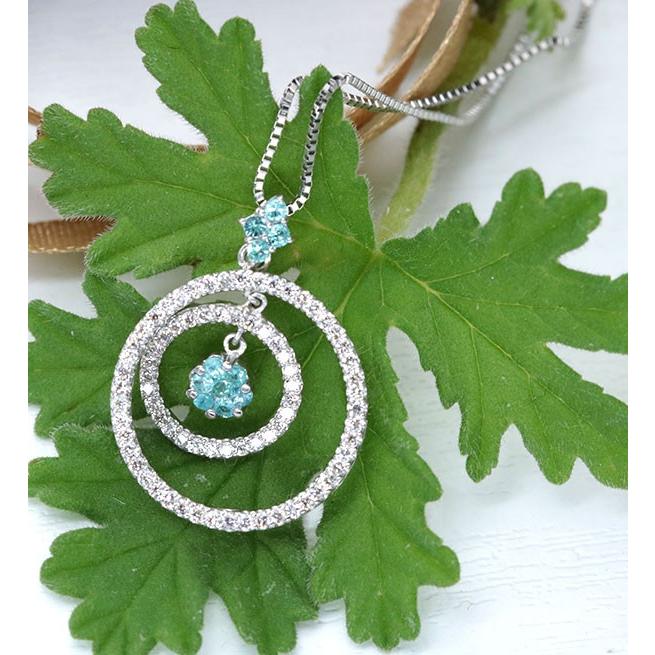 パライバトルマリン ネックレス プラチナ PT900/PT850 二重サークルに