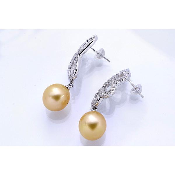 18金 白蝶真珠 ピアス ゴールデンカラー ゴールデンパール 白蝶真珠/パール ピアス 9.5-10ミリ位 18金ホワイト