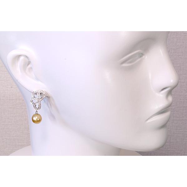 【最終価格】白蝶金 真珠 10mmピアス(K18／ダイヤ付) wizem_spr-571
