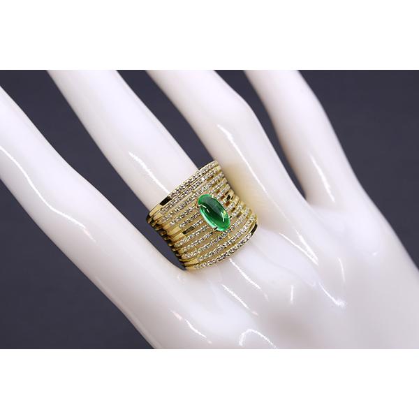 エメラルドキャッツアイ リング/指輪 1.056ct ゴールド K18 11連もの 