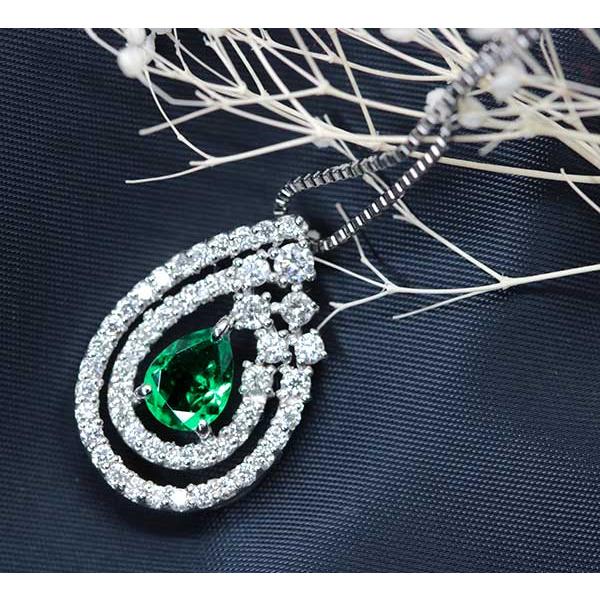 エメラルド ネックレス 0.31ct PT900/PT850 トップクラス 透明度・青を