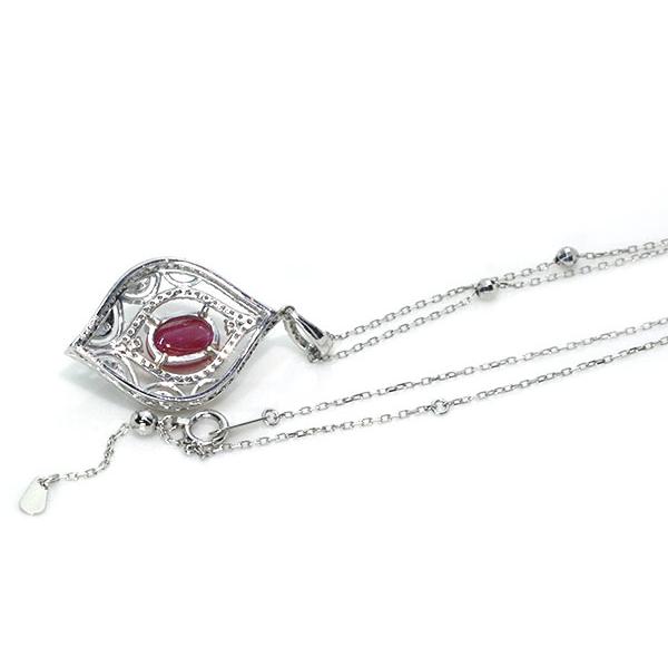 スタールビー ネックレス 1.896ct PT900/PT850 美しい6条のスター