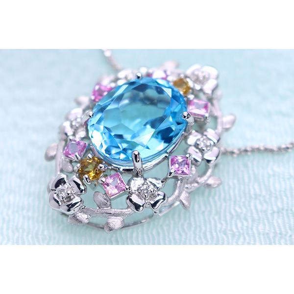 ブルートパーズ ネックレス 8.87ct 18金ホワイトゴールド K18WG 華やか 