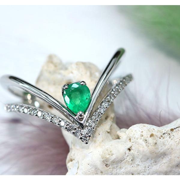 エメラルド リング/指輪 0.260カラット プラチナ900 PT900 ペア  