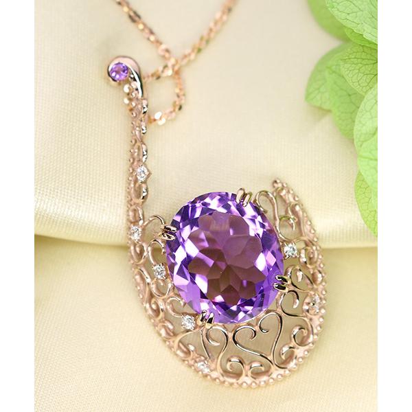 アメジスト ネックレス 8.070カラット 18金ピンクゴールド K18PG 明瞭  