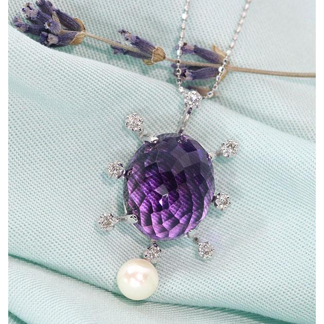 Amethyst 18k マルチカラーアメジストストーンネックレス