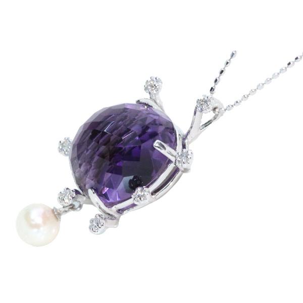アメジスト ネックレス 11.80カラット 18金ホワイトゴールド K18WG