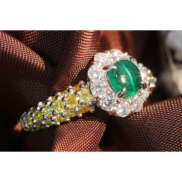 エメラルドキャッツアイ リング/指輪 0.343ct PT900 びっしりイエロー 