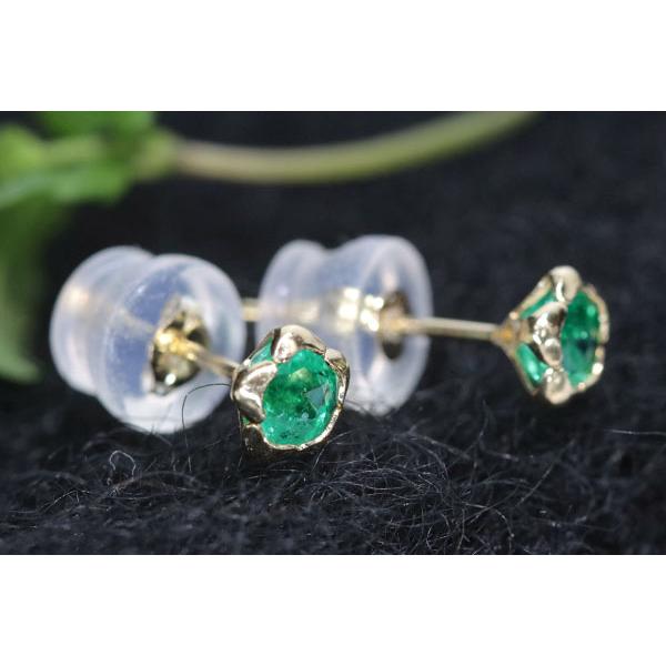 エメラルド ピアス/イヤリング 0.420カラット 18金イエローゴールド  