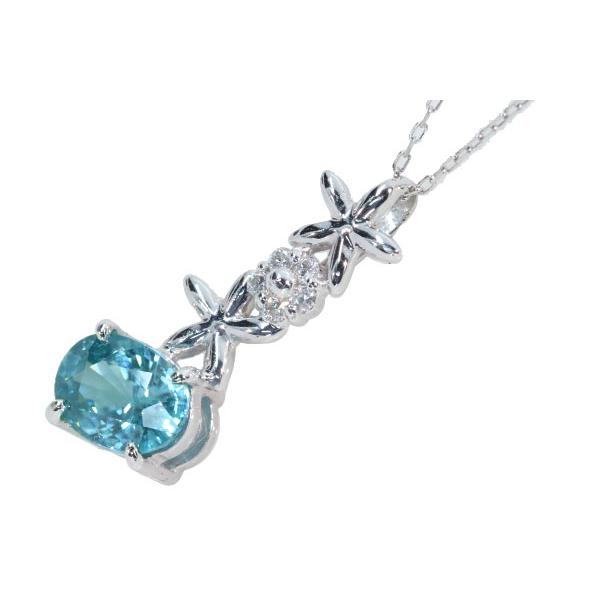 ♢六花♢K18 バイカラ―ブルージルコン3.87ct ネックレスチャーム