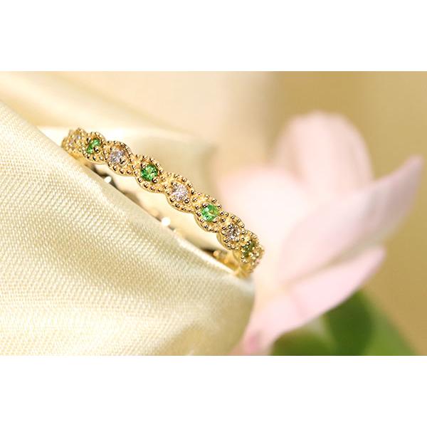 グリーンガーネット リング/指輪 0.10ct 18金イエローゴールド K18 