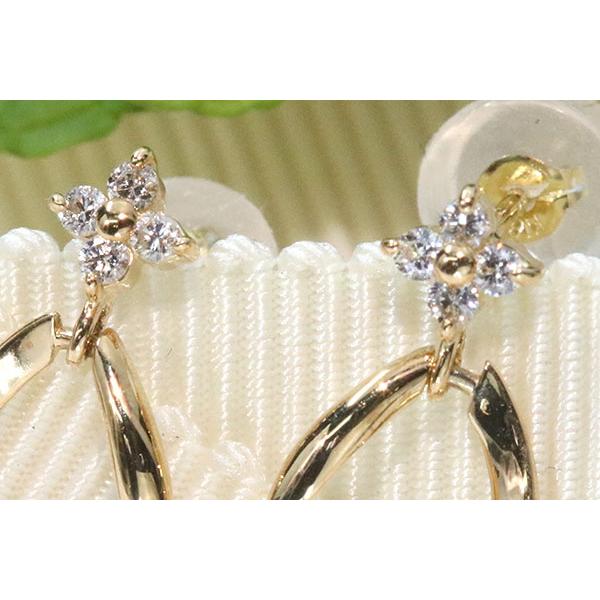 ダイヤモンド ピアス 0.10カラット 18金イエローゴールド K18 ２WAY /白・透明(ホワイト)/SelectJewelryセレクトブランド・新品/届10/1点ものの画像