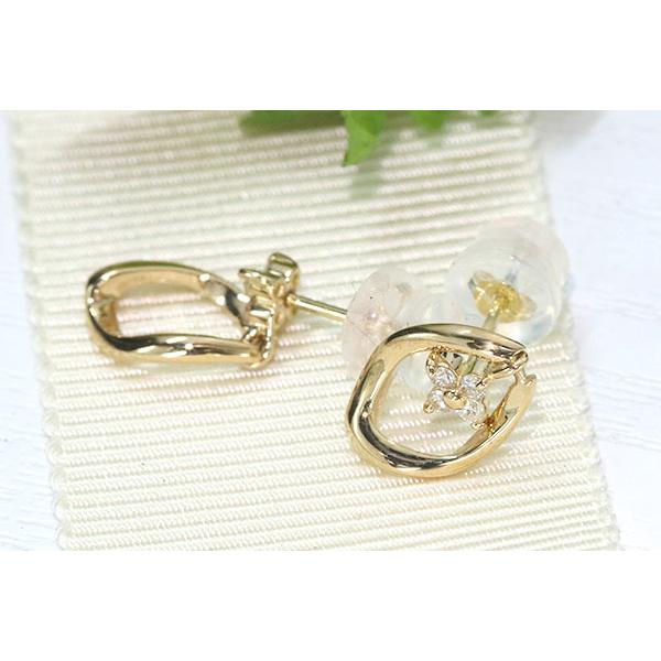 ダイヤモンド ピアス 0.10カラット 18金イエローゴールド K18 ２WAY /白・透明(ホワイト)/SelectJewelryセレクトブランド・新品/届10/1点ものの画像