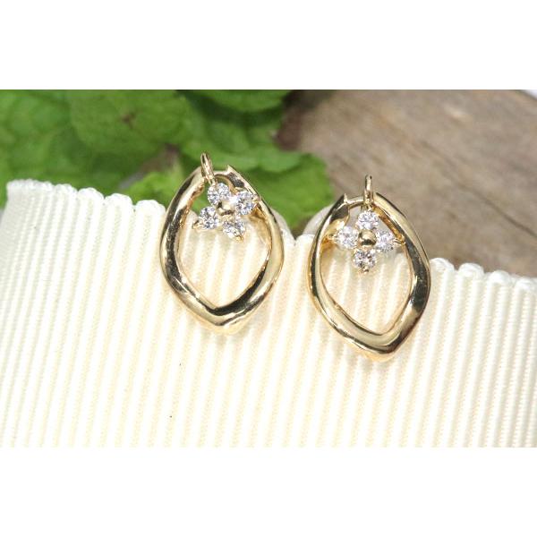 ダイヤモンド ピアス 0.10カラット 18金イエローゴールド K18 ２WAY /白・透明(ホワイト)/SelectJewelryセレクトブランド・新品/届10/1点ものの画像