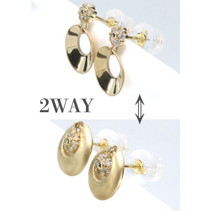 ダイヤモンド ピアス 0.10カラット 18金イエローゴールド K18 ２WAY /白・透明(ホワイト)/SelectJewelryセレクトブランド・新品/届10/1点ものの画像