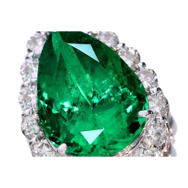 エメラルド 7.91ct ペンダントトップ PT900 ダイヤ取り巻き 鑑別書付 