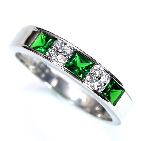 グリーングロッシュラー ガーネット 0.44ct リング PT900 一文字 