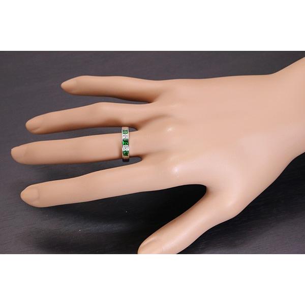 グリーングロッシュラー ガーネット 0.44ct リング PT900 一文字 