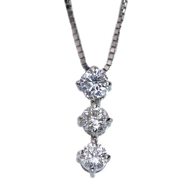 ダイヤモンド 0.5カラット ネックレス 縦ライン PT900/PT850 3-stone