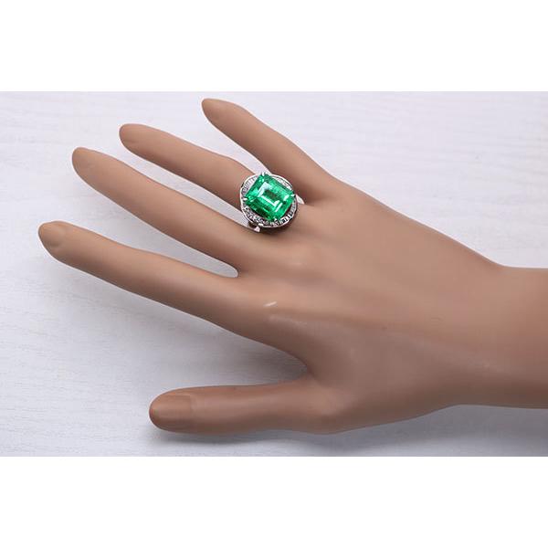 エメラルド リング/指輪 9.880カラット プラチナ900 PT900 大粒