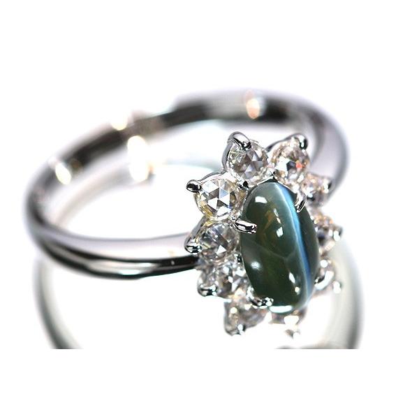 絶品 アレキサンドライトキャッツアイ 1.21カラット K18WG リング/指輪