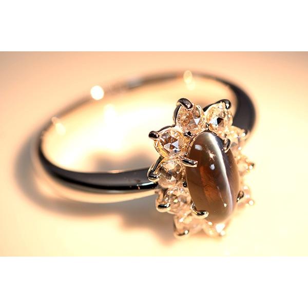 絶品 アレキサンドライトキャッツアイ 1.21カラット K18WG リング/指輪