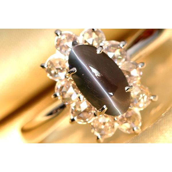 絶品 アレキサンドライトキャッツアイ 1.21カラット K18WG リング/指輪