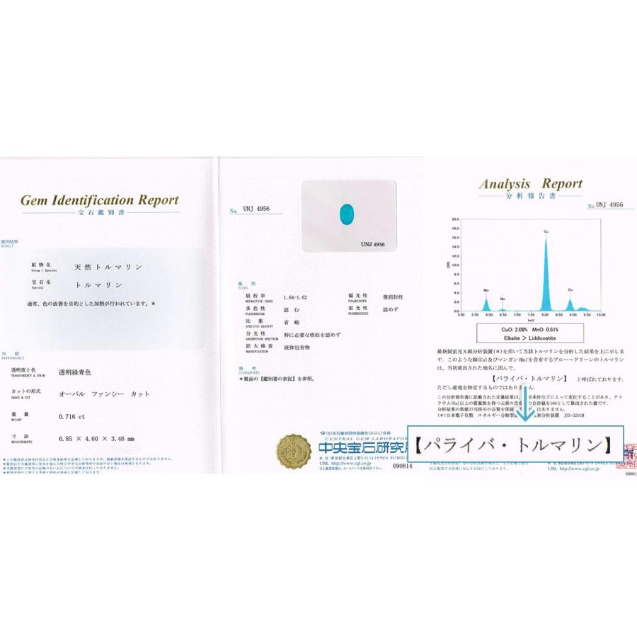 ブラジル産 パライバトルマリン 0.716ct loose ルース/裸石 オーバル  