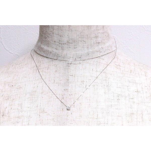 即納在庫あり】ダイヤモンド 0.08ct ネックレス スクエアに輝く K18 PT 