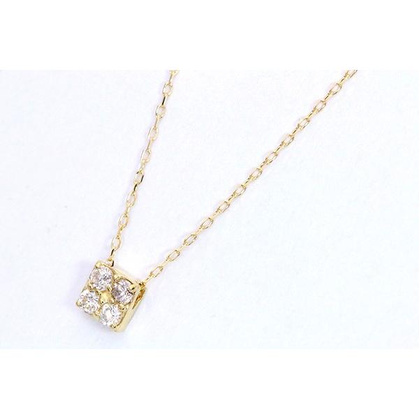 即納在庫あり】ダイヤモンド 0.08ct ネックレス スクエアに輝く K18 PT 