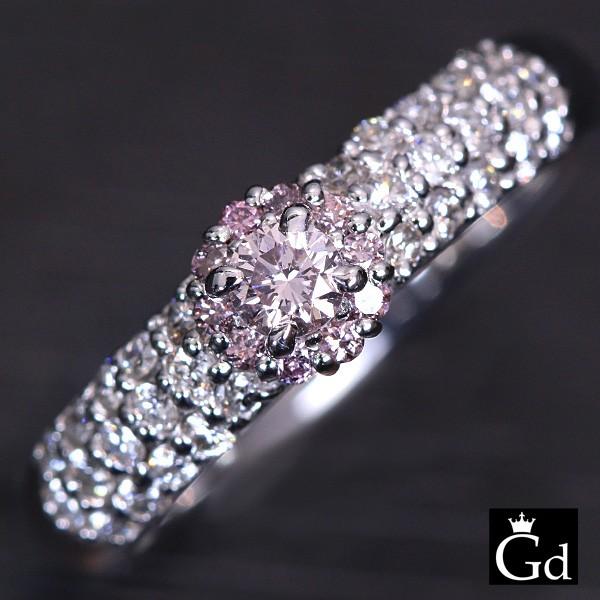 完動品 ピンクダイヤモンド 0.134カラット リング/指輪 K18WG ピンクダイヤモンド取り巻き・アームパヴェ ソーティング付 /桃(ピンク）/セレクトジュエリー・新品/届10/ 【3434523029】(122452円)