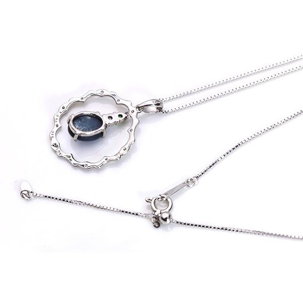 青系 ブラックオパール 1.089ctネックレス K18WG 揺れる個性デザイン