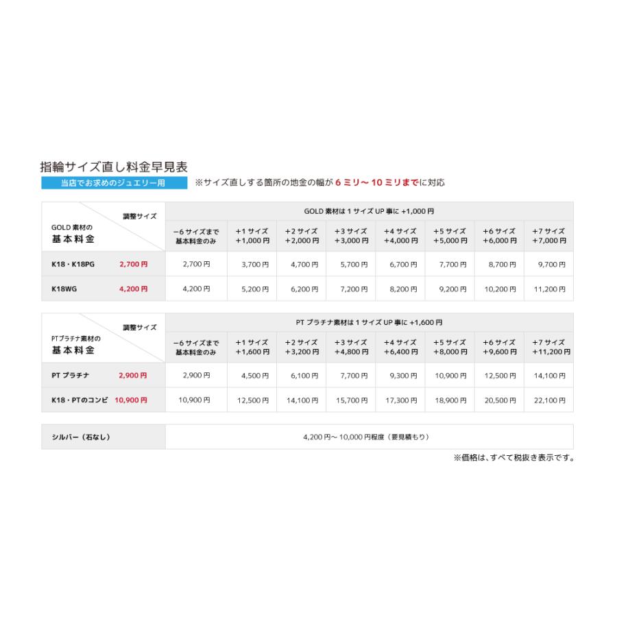 当店お求めジュエリー対象 リング/指輪サイズ直し（指輪お直し）・リングゆがみ直し・指輪変形直し/サービスオプション　※クーポン対象外｜luck-jewel｜03