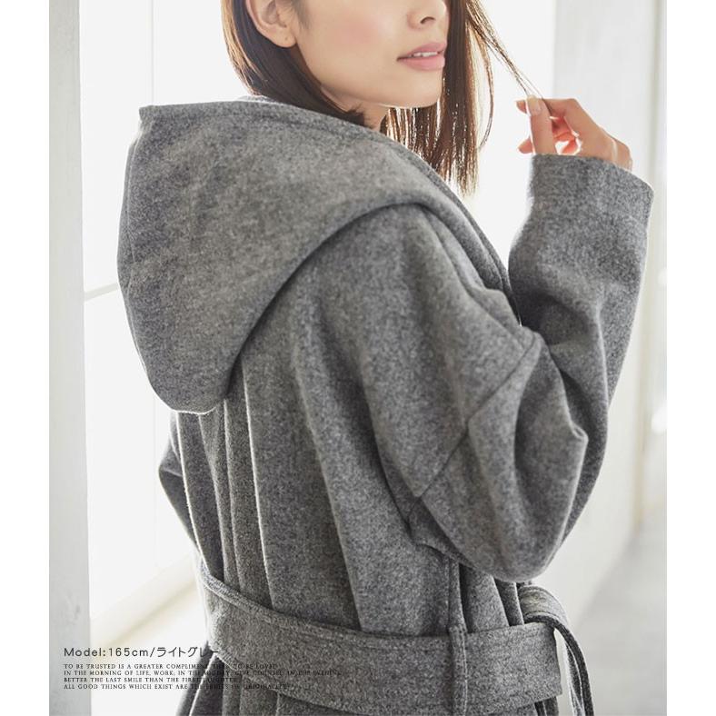 レディースアウター 微起毛 ロングコート ガウン ロング丈 ジャケット フード付き ベルト付き コーディガン ボタン付き 秋冬 40代 22to5242 L A Lucky Anna 通販 Yahoo ショッピング