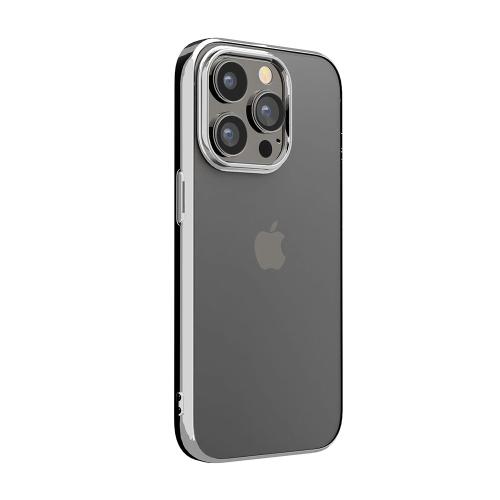 PGA iPhone 15 Pro 対応 メタリックフレーム クリア ケース シルバー