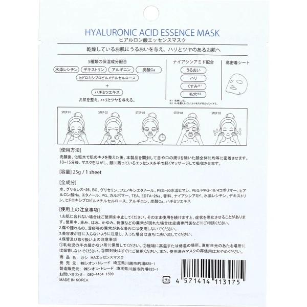 GASI ガシ フェイスマスク 25ml ヒアルロン酸 エッセンスマスク10枚