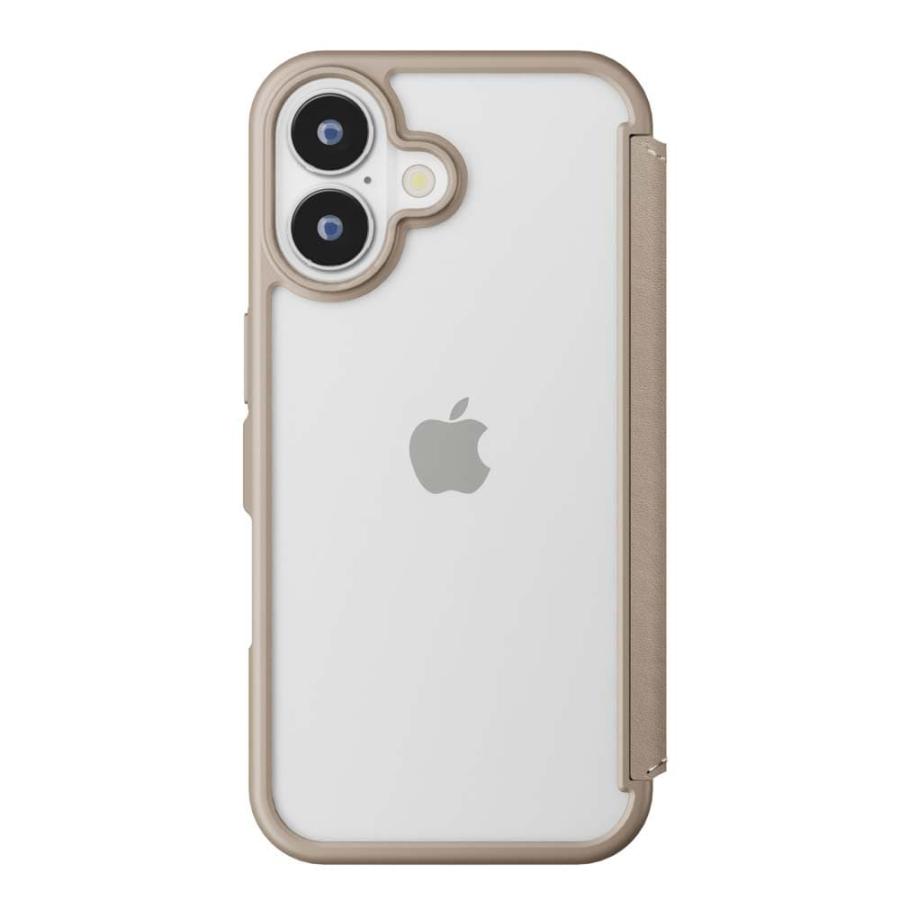 Premium Style 爆買 iPhone 16用 ガラスフリップケース ベージュ手帳型
