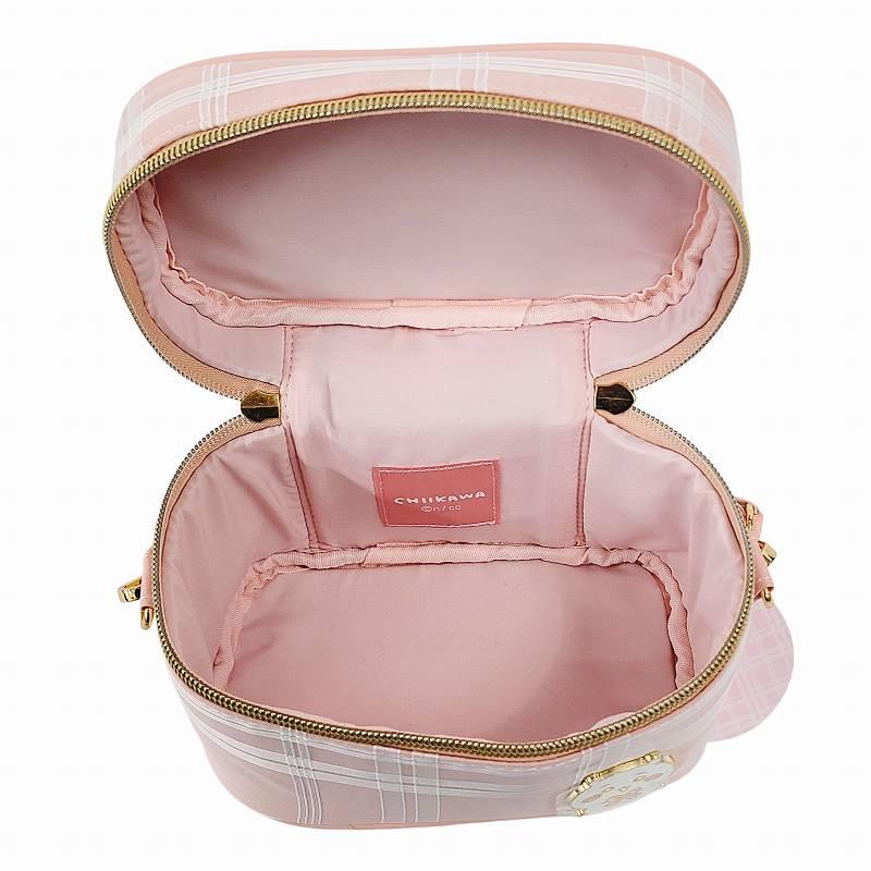 ちいかわ バニティポーチ CW00912 ピンク チェック レイヤード リボン
