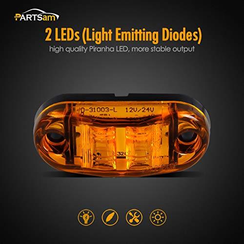 【並行輸入品】2.5インチオーバルトレーラーサイドマーカーライト2LED 4点パック Partsam 126935 Partsam Amber_4