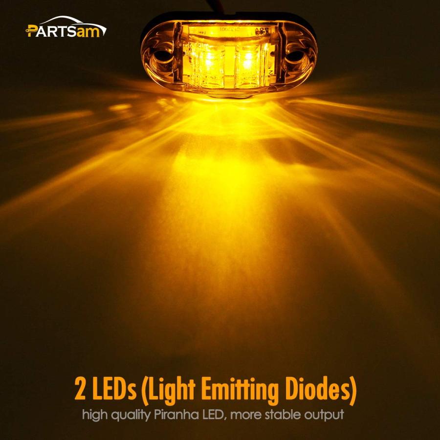 【並行輸入品】2.5インチオーバルトレーラーサイドマーカーライト2LED 4点パック Partsam 126935 Partsam Amber_9