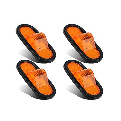 【並行輸入品】Partsam 4個 6インチ ミッドウインカーアンバーマーカーライト ラバーマウント LED24個 反射レンズ付き ユニバーサルの画像