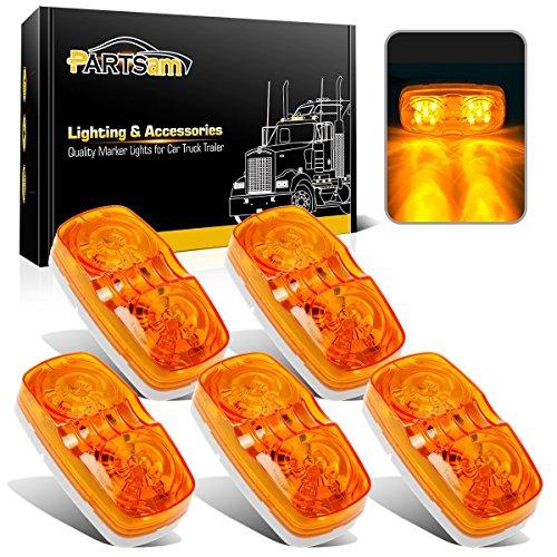 【並行輸入品】Partsam 5個 アンバー 10 LED マーカーライト、ダブルブルズアイマーカーライト、[DOT承認] トレーラー トラック_1