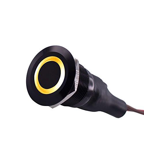 【並行輸入品】Anti Vandal LED Switch Prewired (25mm, Black Housing, Amber LED)の画像